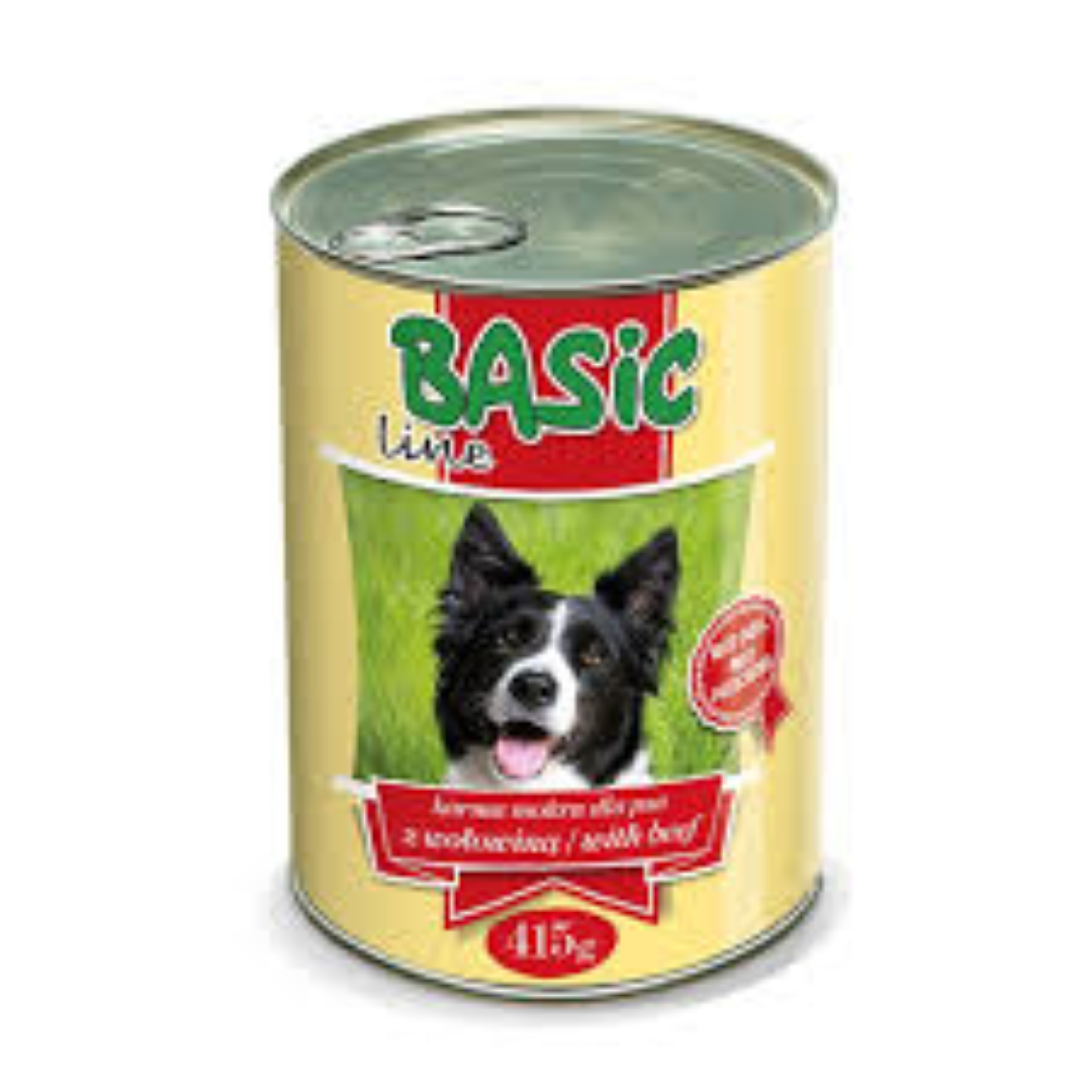 BASIC LINE WET DOG FOOD WITH BEEF 415GR CAN